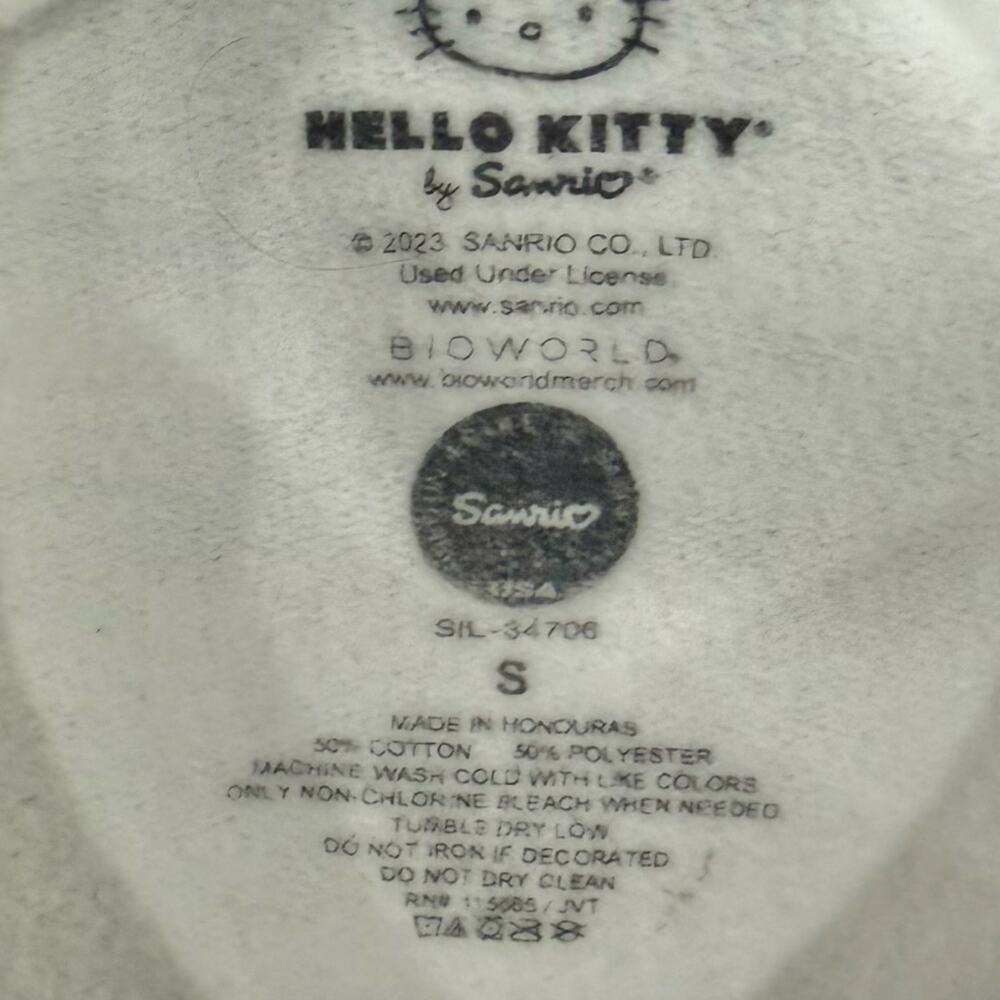 Hello Kitty Sanrio 90s Theme Geometric White Crew Neck Sweatshirt sz S Oversize - Picture 9 of 10